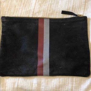 clare v clutch - black with red & gray stripe